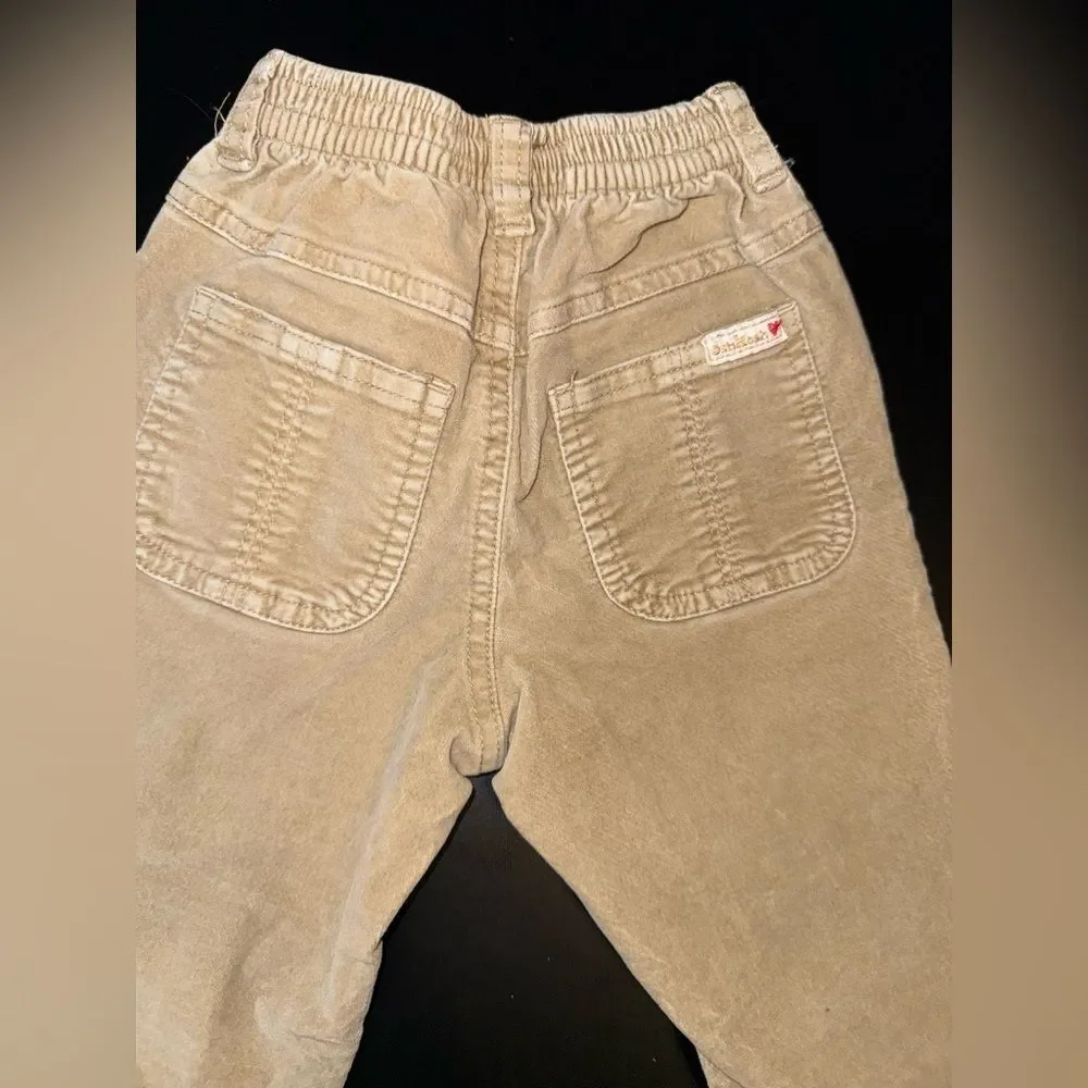 OshKosh B’Gosh VTG Toddler Girl Khaki Velvety  floral Embroidered  Pants 4T GUC
